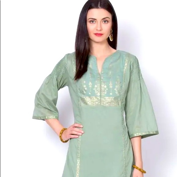 Biba Other - BIBA 2 piece kurta grey teal with gold design
